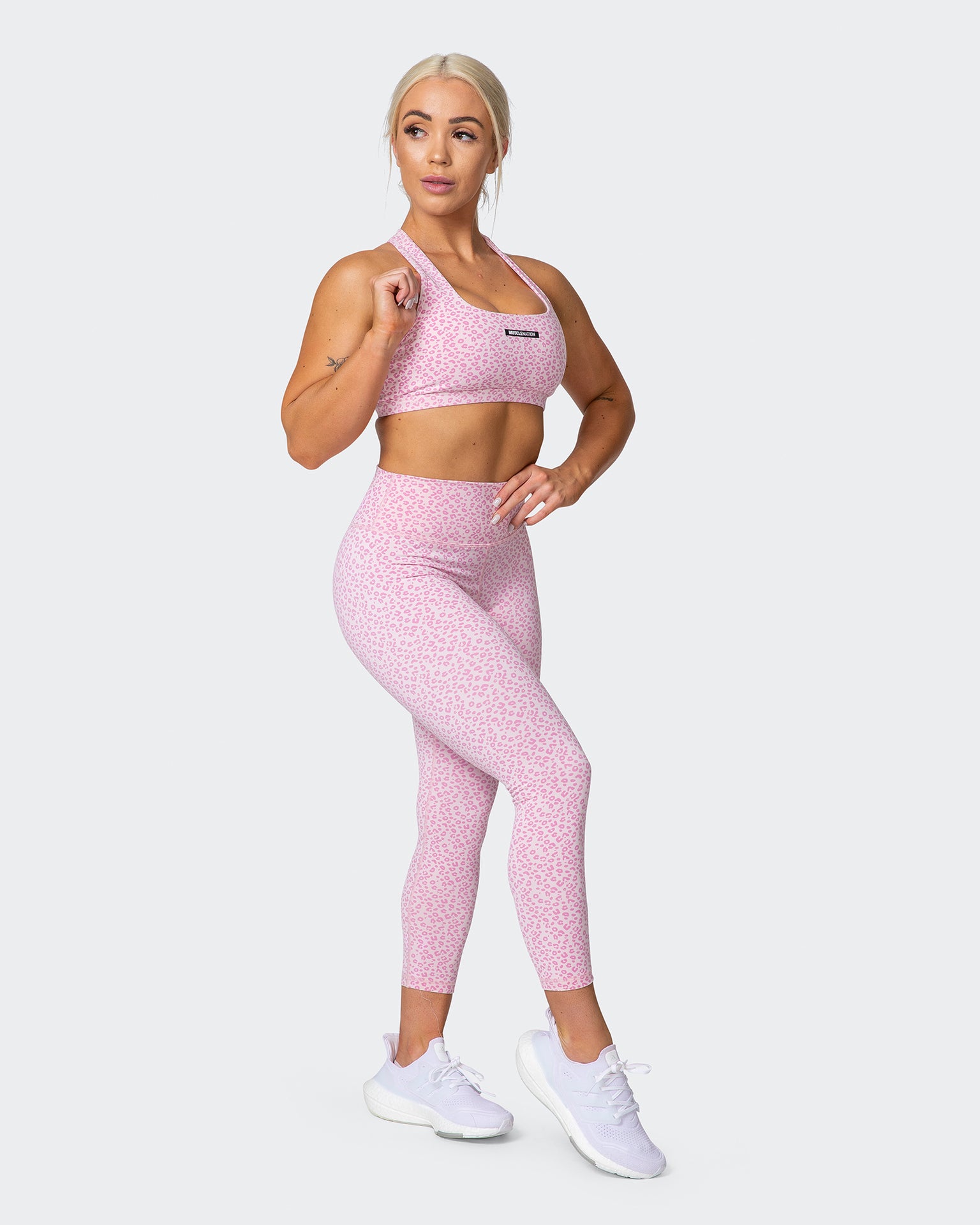 Signature Scrunch 7/8 Leggings - Rose Quartz Mini Cheetah Print
