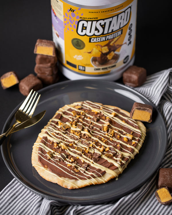 Choc Honeycomb Protein Pizza